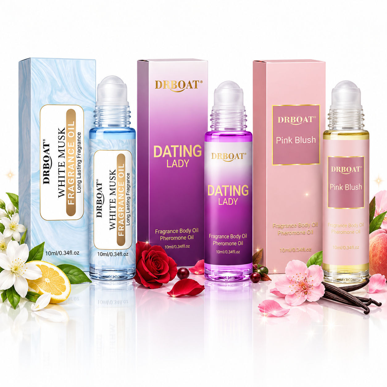 Fragrance-Oils Perfume - 10ML Damen Roll-On Öl-Parfüm, Blumig-Fruchtiger Moschus-Duft,