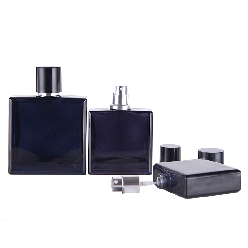 Perfume Fragrance World Qahwa - 30/50ml dunkelblau klar flach quadratisch Glas