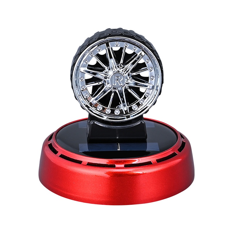 Perfume Fragrance Wheel - Solarbetriebener Rotierender Reifen-Autoduftspender, Leichtmetallfelgen-Parfüm, Armaturenbrett-Ornament, Auto-Innenraum-Duftdekoration,